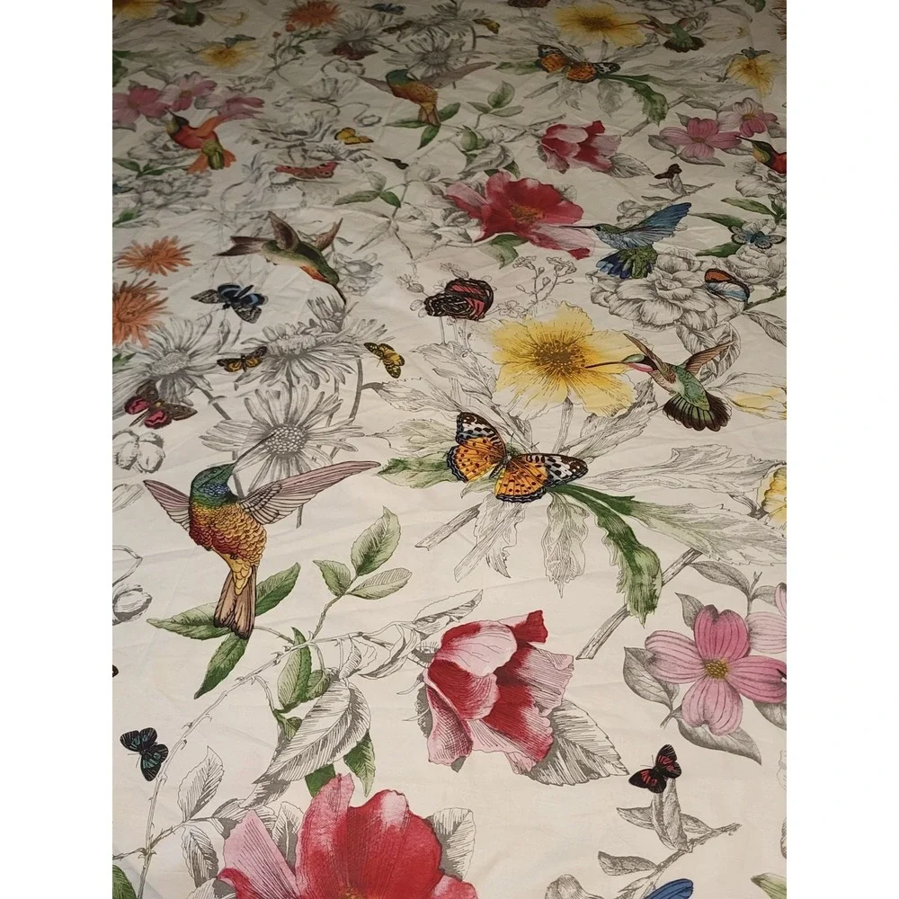 New Pottery Barn Hummingbird Reversible Organic Duvet & Sham Full/Queen